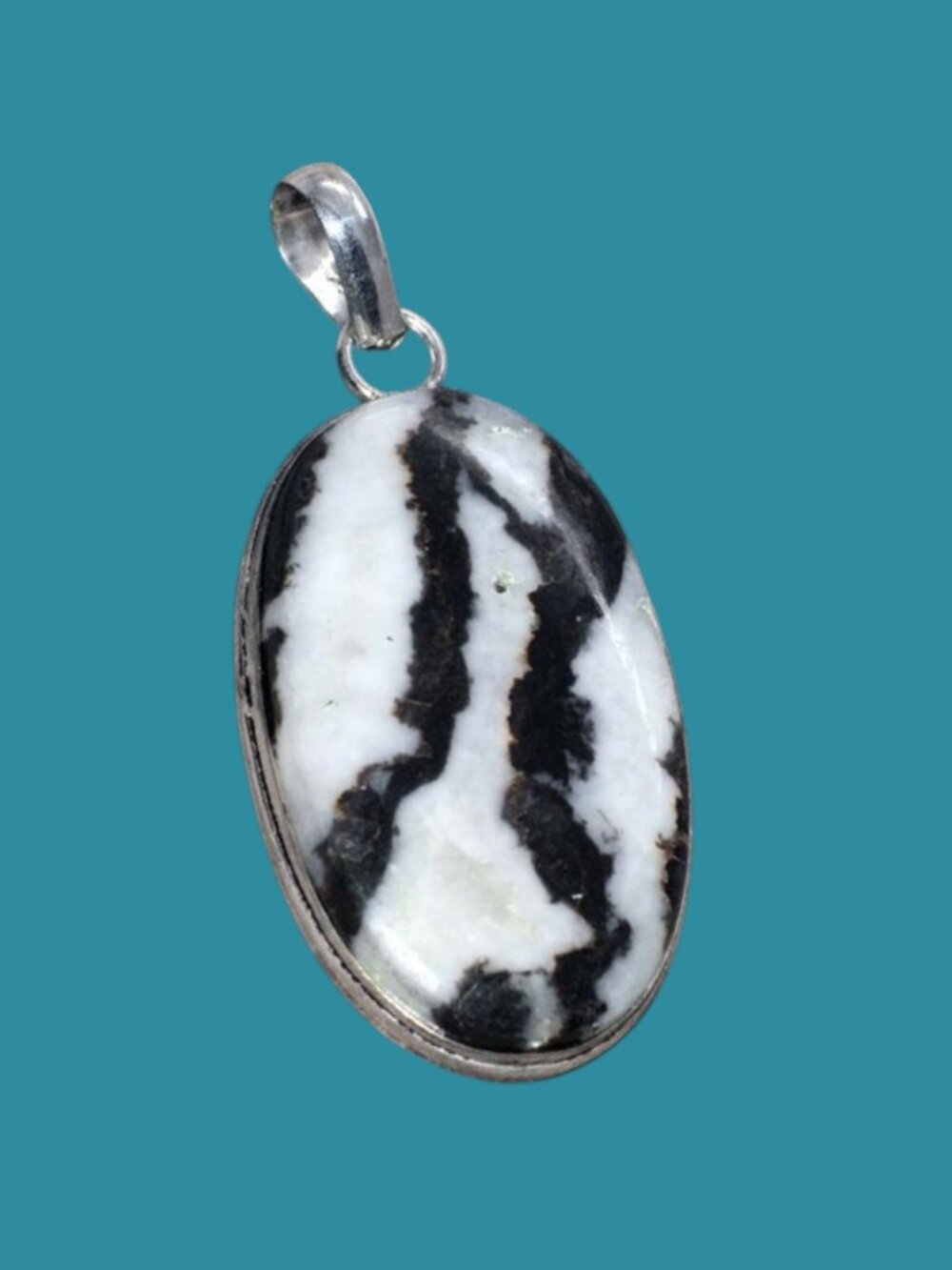 925 Silver Plated White Buffalo Turquoise Pendant Size 2.2"